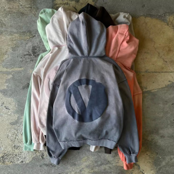 Heavyweight Hoodies Pullover Full Zip up Puff Print Acid Wash Hoodies