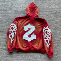 Custom Acid Wash Hoodie Clothing Manufacturers Applique embroidered logo