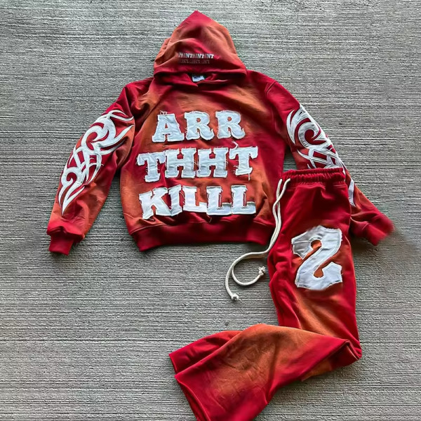 Custom Acid Wash Hoodie Clothing Manufacturers Applique embroidered logo