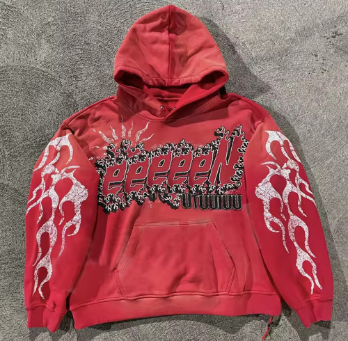 Custom Vintage Sun Faded Hoodies Clothing Manufacturers Rhinestone Print
