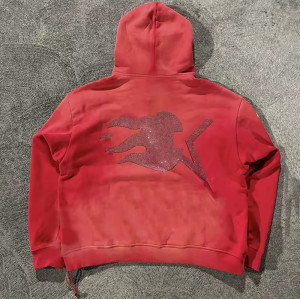 Custom Vintage Sun Faded Hoodies Clothing Manufacturers Rhinestone Print