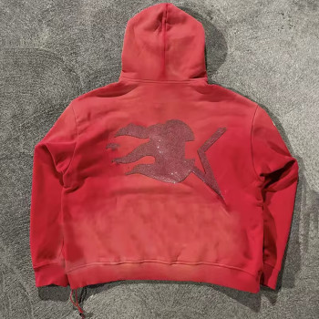 Custom Vintage Sun Faded Hoodies Clothing Manufacturers Rhinestone Print