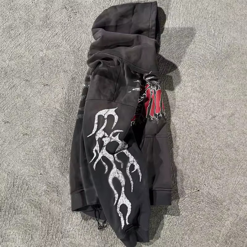 Custom Vintage Sun Faded Hoodies Clothing Manufacturers Rhinestone Print