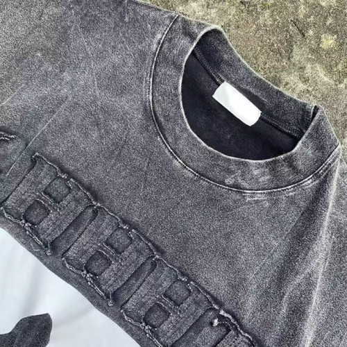 Custom Clothing Manufacturers Acid Wash Screen Print T-shirt Embroidery Patch