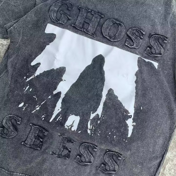 Custom Clothing Manufacturers Acid Wash Screen Print T-shirt Embroidery Patch