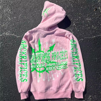 Custom Clothing Manufacturers Screen Printing Hoodie Acid Wash Full Zip Up