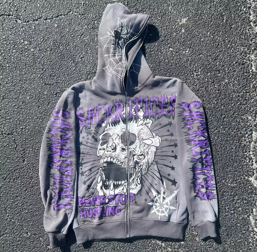 Custom Clothing Manufacturers Screen Printing Hoodie Acid Wash Full Zip Up