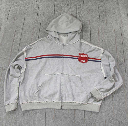 Clothing Manufacturers Custom Acid Wash Zip up Hoodie Drop Shoulder Hoodie