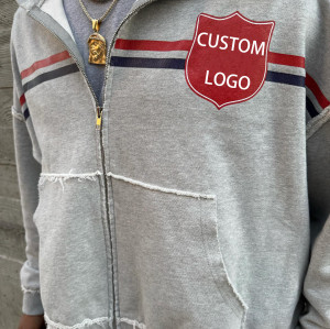 Clothing Manufacturers Custom Acid Wash Zip up Hoodie Drop Shoulder Hoodie