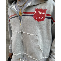 Clothing Manufacturers Custom Acid Wash Zip up Hoodie Drop Shoulder Hoodie