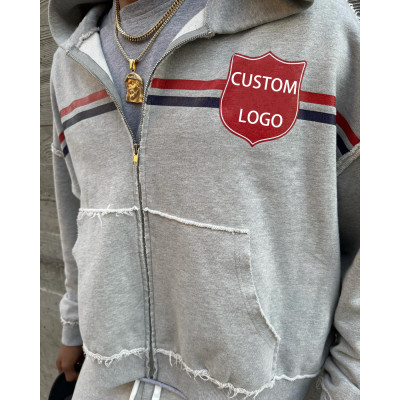 Clothing Manufacturers Custom Acid Wash Zip up Hoodie Drop Shoulder Hoodie