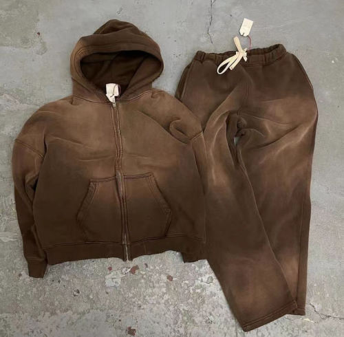 Custom Sportswear Manufacturers Acid Wash Sportswear Zipped Hoodie