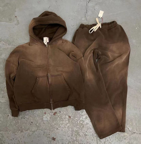 Custom Sportswear Manufacturers Acid Wash Sportswear Zipped Hoodie