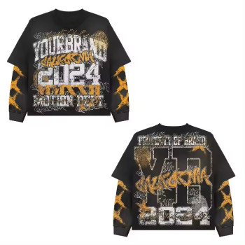 Custom T-shirt manufacturers Fake two piece T-shirt Screen printing