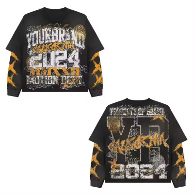 Custom T-shirt manufacturers Fake two piece T-shirt Screen printing