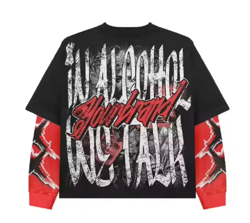 Custom T-shirt manufacturers Fake two piece T-shirt Screen printing