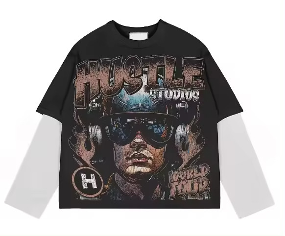 Custom T-shirt manufacturers Fake two piece T-shirt Screen printing
