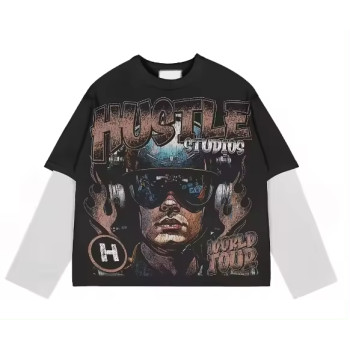 Custom T-shirt manufacturers Fake two piece T-shirt Screen printing