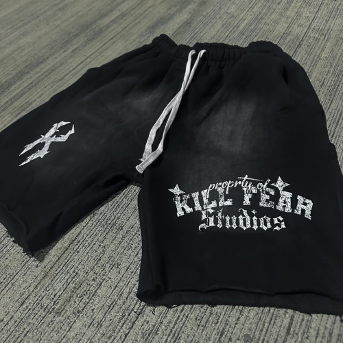 Custom Clothing Manufacturers raw Shorts Acid wash Screen printing Shorts