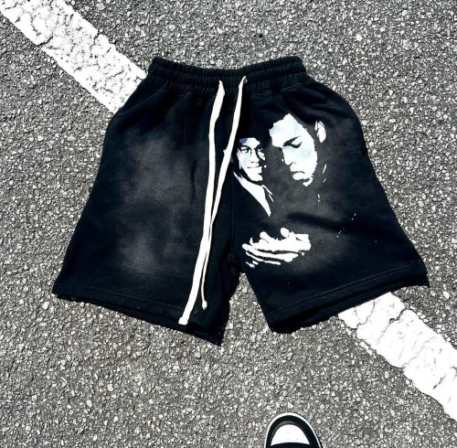 Custom Clothing Manufacturers Acid wash Drawstring Digital Printing Shorts