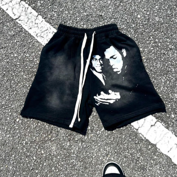 Custom Clothing Manufacturers Acid wash Drawstring Digital Printing Shorts