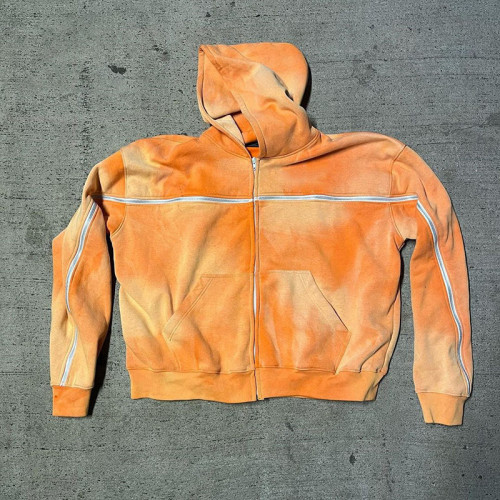 Custom Clothing Manufacturers Acid wash zipper Retro Hoodies