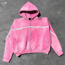 Custom Clothing Manufacturers Acid wash zipper Retro Hoodies