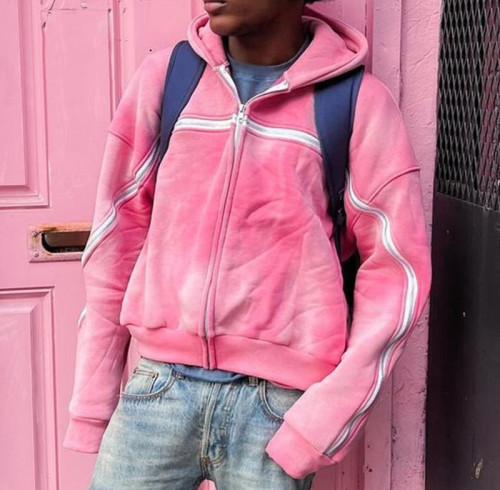 Custom Clothing Manufacturers Acid wash zipper Retro Hoodies