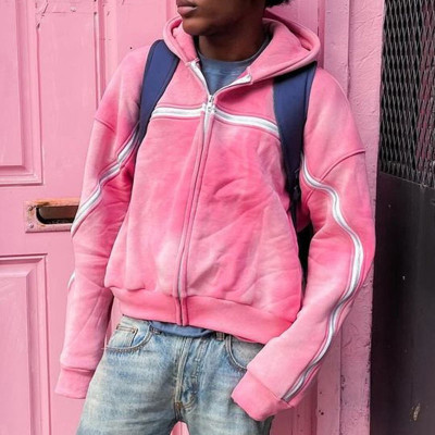 Custom Clothing Manufacturers Acid wash zipper Retro Hoodies