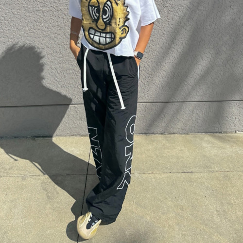 Custom Clothing Manufacturers embroidery nylon Waist rope Sweatpants