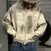 Custom Clothing Manufacturers Acid wash Hot Diamond Spray dirty Hoodies