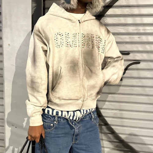 Custom Clothing Manufacturers Acid wash Hot Diamond Spray dirty Hoodies