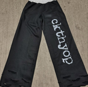 Custom Clothing Manufacturers Digital Printing raw Hem Acid wash Sweatpants