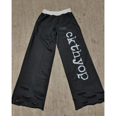 Custom Clothing Manufacturers Digital Printing raw Hem Acid wash Sweatpants