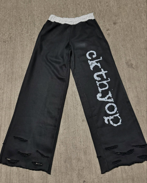 Custom Clothing Manufacturers Digital Printing raw Hem Acid wash Sweatpants