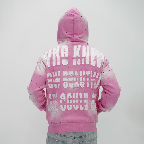 Custom Clothing Manufacturers Applique Embroidery Acid Wash Hot Diamond