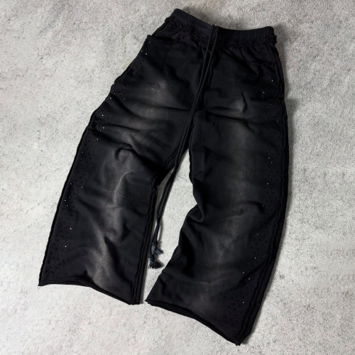 Custom Clothing Manufacturers 100% cotton Acid Wash Rhinestone Pants
