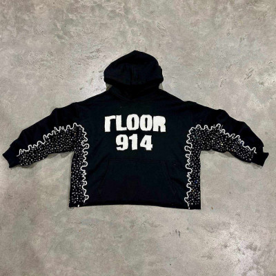 Custom Clothing Manufacturers Applique Embroidery Rhinestone Hoodie