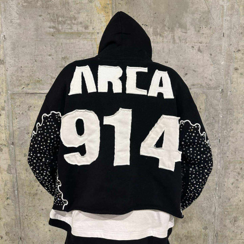 Custom Clothing Manufacturers Applique Embroidery Rhinestone Hoodie