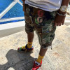 Custom Clothing Manufacturers Camouflage Applique Embroidery Raw Hem shorts