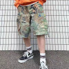Custom Clothing Manufacturers Camouflage Applique Embroidery Raw Hem shorts
