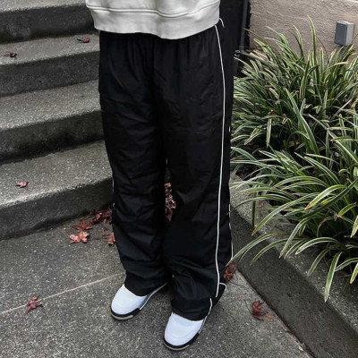 Custom Clothing Manufacturers 100% Nylon Blank Stripe Waist rope Sweatpants