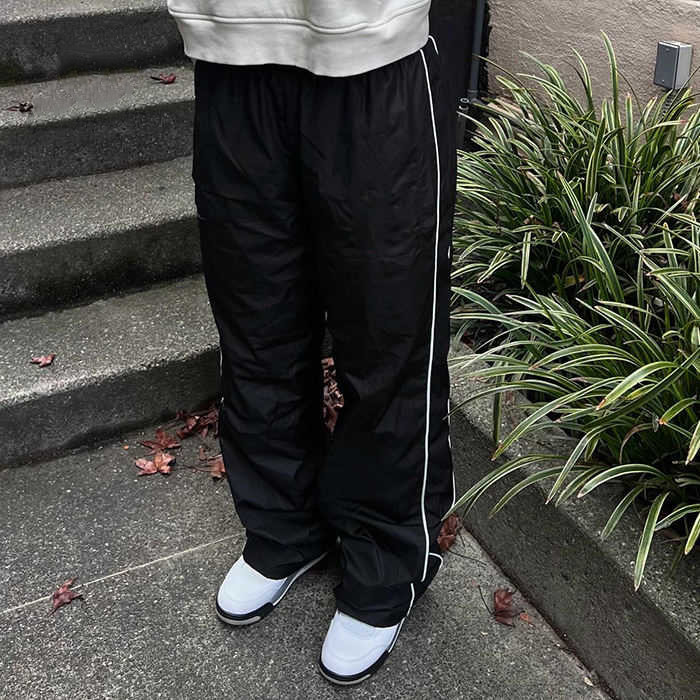 Custom Clothing Manufacturers 100% Nylon Blank Stripe Waist rope Sweatpants