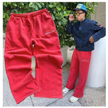 Custom Clothing Manufacturers 100% cotton embroidery Waist drawstring sweatpants