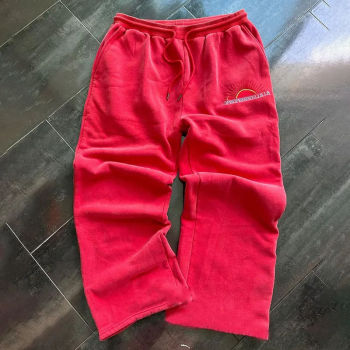 Custom Clothing Manufacturers 100% cotton embroidery Waist drawstring sweatpants