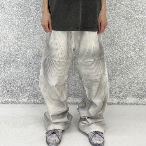 Custom Clothing Manufacturers 100% cotton Wrinkles Dirty Pants