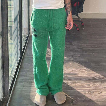 Custom Drawstring Long Sweater Pants for Men Wide Leg Mohair Flare Pants