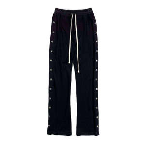 Custom Clothing Manufacturer Side Button Drawstring Waist Cotton Trousers
