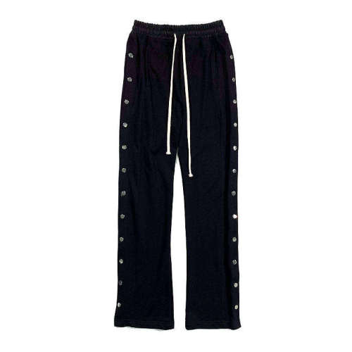 Custom Clothing Manufacturer Side Button Drawstring Waist Cotton Trousers