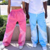 Custom Clothing Manufacturers Color Block Design Elastic Waist Nylon Pants